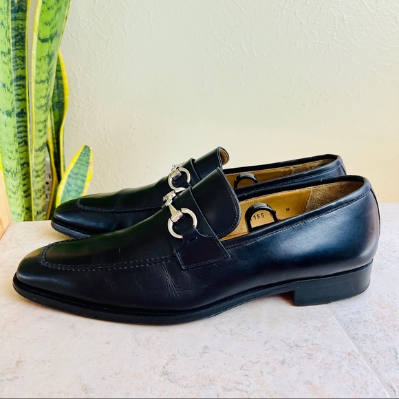 MAGNANNI Black Horse Bit Leather Loafers Dress Shoes Slip On 9 M - Picture 5 of 13